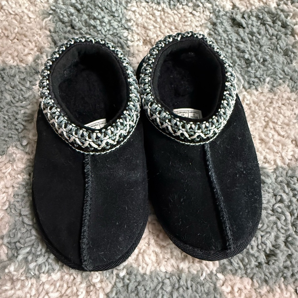 UGG Toddler Unisex Tasman Slippers Wool Blend Trendy Black Size 6